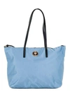 VERSACE PORTUNA MEDUSA MEDIUM CORNFLOWER BLUE NYLON LEATHER TOTE BAG PURSE