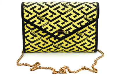 Versace Yellow Canvas And Leather Pouch Shoulder Bag