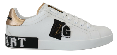 Dolce & Gabbana White Leather Sport Dg Sequined Sneakers