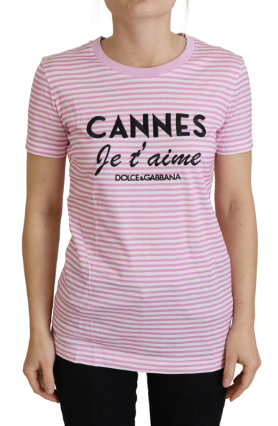 Dolce & Gabbana White Pink Cannes Exclusive T-shirt