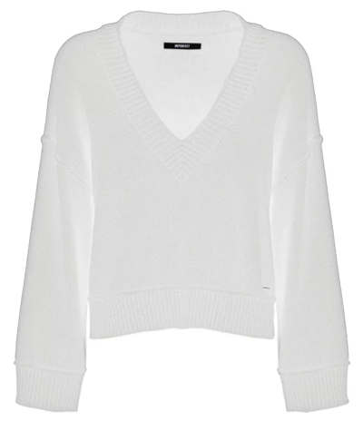 Imperfect White Polyester Sweater
