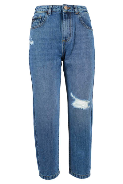Yes Zee Blue Cotton Jeans & Trouser