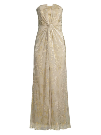 Aidan Mattox Women's Strapless Twisted Metallic Gown In Light Gold