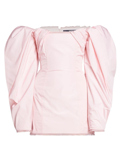 Jacquemus La Robe Taffetas Draped Mini Dress In Pink