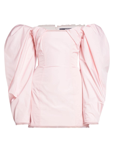 Jacquemus La Dressing Gown Taffetas Draped Mini Dress In Pink