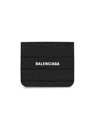 Balenciaga Women's Cash Flap Coin And Card Holder In Black