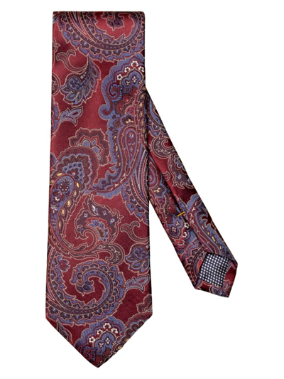 Eton Silk Paisley Jacquard Classic Tie In Burgundy