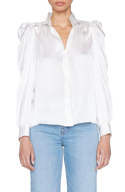 Frame Gillian Long-sleeve Silk Top In Off White