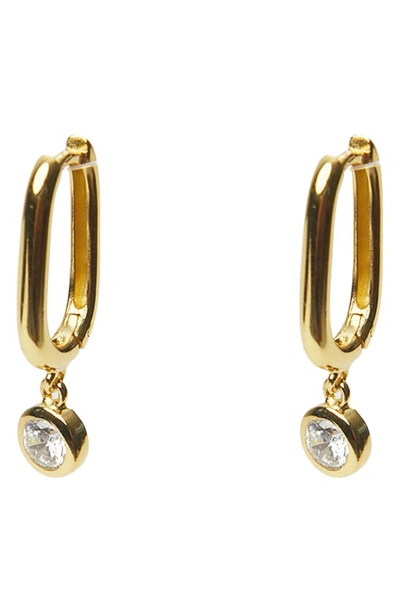 Argento Vivo Sterling Silver Cubic Zirconia Charm Oval Hoop Earrings In Gold