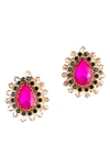 Deepa Gurnani Leesha Crystal Stud Earrings In Fuchsia