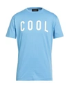 Dsquared2 Man T-shirt Azure Size M Cotton In Blue