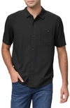 Paige Wilmer Short Sleeve Button-up Shirt In Black