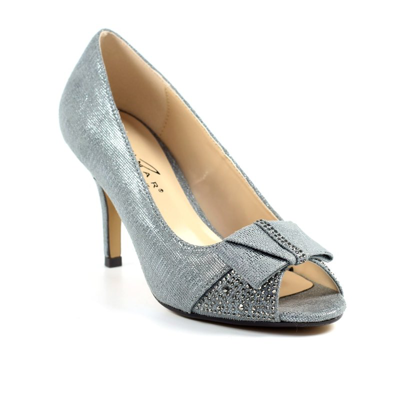 Lunar Womens/ladies Mira Diamante Peep Toe Court Shoes In Grey