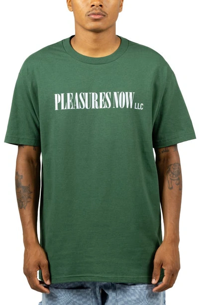 Pleasures Llc Logo T-shirt In Dark Green