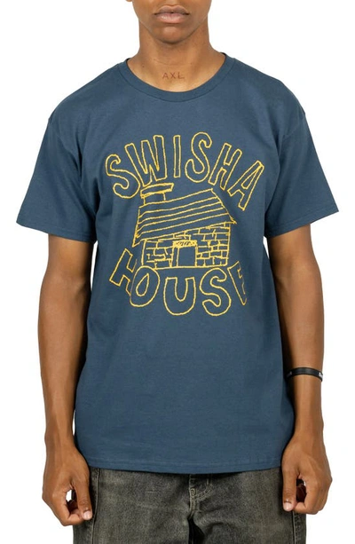 Pleasures X Swisha House Trademark Graphic T-shirt In Harbor Blue
