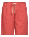 Baronio Man Shorts & Bermuda Shorts Tomato Red Size Xl Linen