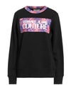 Versace Jeans Couture Woman Sweatshirt Black Size Xs Cotton, Elastane In Black