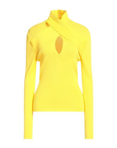 Msgm Woman Turtleneck Yellow Size M Viscose, Polyamide