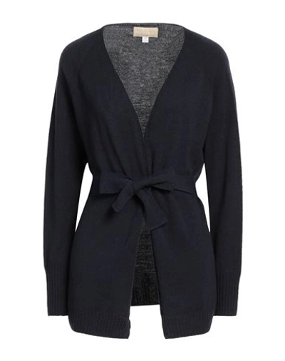 120% Lino Woman Cardigan Midnight Blue Size S Cashmere, Virgin Wool In Black
