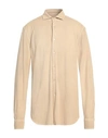 Boglioli Man Shirt Beige Size 16 Cotton