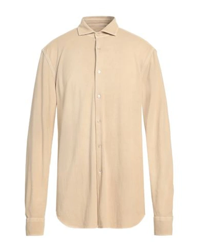 Boglioli Man Shirt Beige Size 16 Cotton