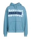 Dsquared2 Maxipocketed Wave Logo Hoodie In Blue