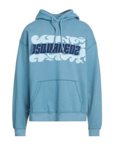Dsquared2 Man Sweatshirt Pastel Blue Size L Cotton, Polyester, Elastane
