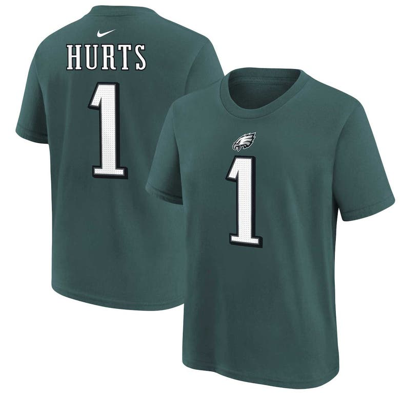Nike Kids' Big Boys  Jalen Hurts Green Philadelphia Eagles Player Name And Number T-shirt