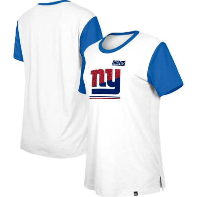 New Era White/royal New York Giants Third Down Colorblock T-shirt