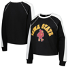 GAMEDAY COUTURE GAMEDAY COUTURE BLACK IOWA STATE CYCLONES BLINDSIDE RAGLAN CROPPED PULLOVER SWEATSHIRT