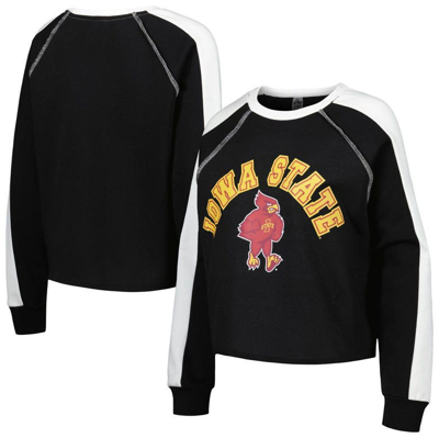 Gameday Couture Women's  Black Iowa State Cyclones Blindside Raglan Cropped Pullover Sweatshirt