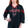 STARTER STARTER NAVY HOUSTON TEXANS RALLY LACE-UP 3/4 SLEEVE T-SHIRT