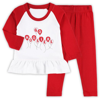 WES & WILLY GIRLS INFANT WES & WILLY CRIMSON/WHITE INDIANA HOOSIERS BALLOON RAGLAN 3/4-SLEEVE T-SHIRT & LEGGINGS