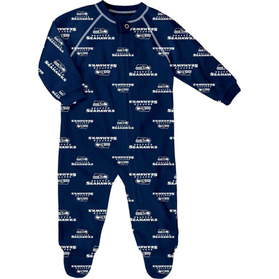 Outerstuff Babies' Infant Navy Seattle Seahawks Allover Print Raglan Full-zip Jumper