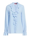 Max & Co . Woman Shirt Sky Blue Size 8 Acetate, Silk