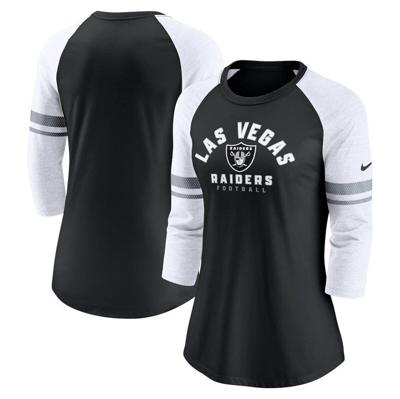 Nike Women's  Black Las Vegas Raiders 3/4-sleeve Lightweight Raglan Fashion T-shirt