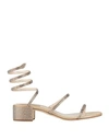 René Caovilla Rene' Caovilla Woman Sandals Beige Size 10.5 Textile Fibers