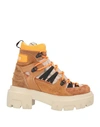 Msgm Woman Ankle Boots Tan Size 5 Leather, Textile Fibers In Brown