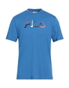 Fila Man T-shirt Azure Size M Cotton In Blue