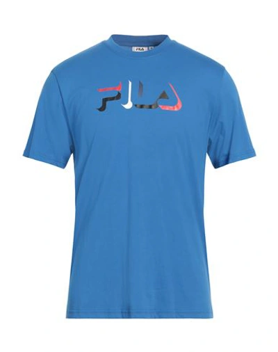 Fila Man T-shirt Azure Size M Cotton In Blue