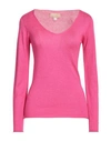 120% Lino Woman Sweater Fuchsia Size S Cashmere, Silk In Pink