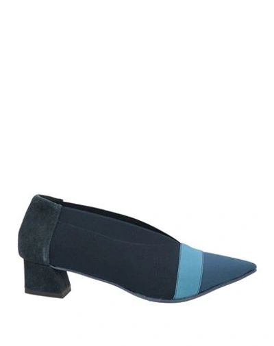 Daniele Ancarani Woman Pumps Midnight Blue Size 6 Textile Fibers, Soft Leather In Blue