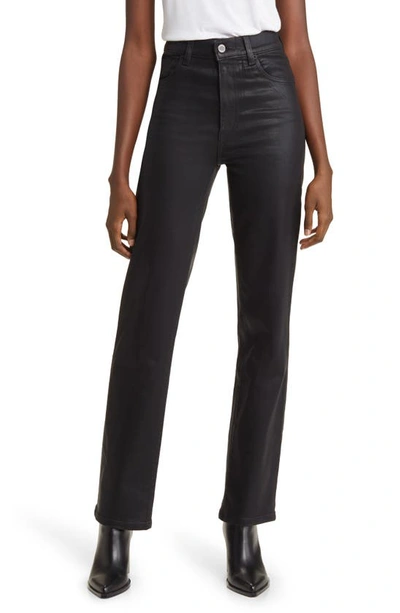 Le Jean Sabine Coated Straight Leg Jeans In Black Coated