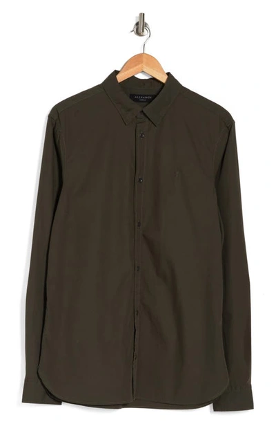 Allsaints Riviera Long Sleeve Shirt In Moore Green