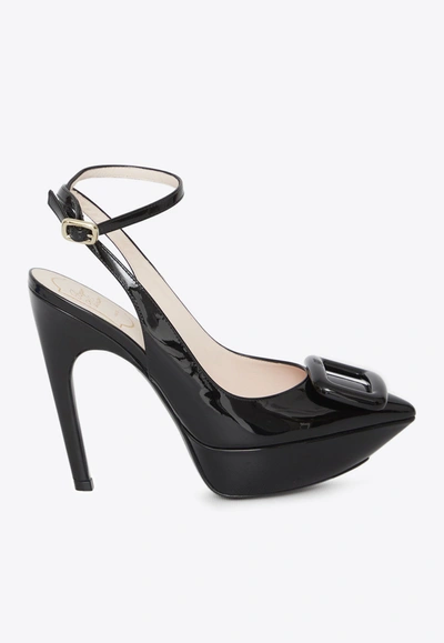 ROGER VIVIER 125 CHOC BUCKLE PUMPS IN PATENT LEATHER