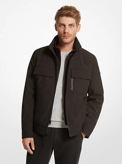 Michael Kors Belgravia Woven Zip-up Jacket In Black