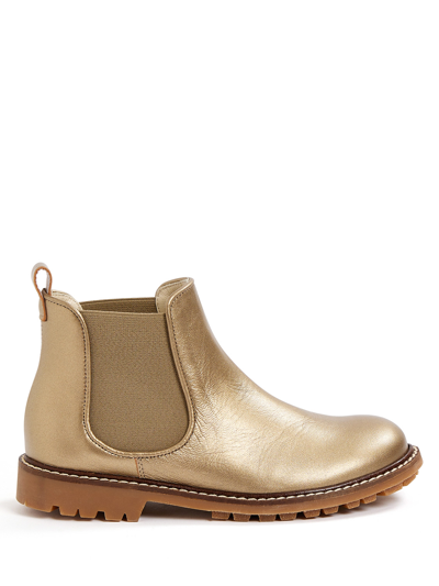 Bonpoint Kids' Girls Gold Metallic Ankle Boots