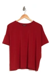 Eileen Fisher Bateau Neck Boxy T-shirt In Cinnabar