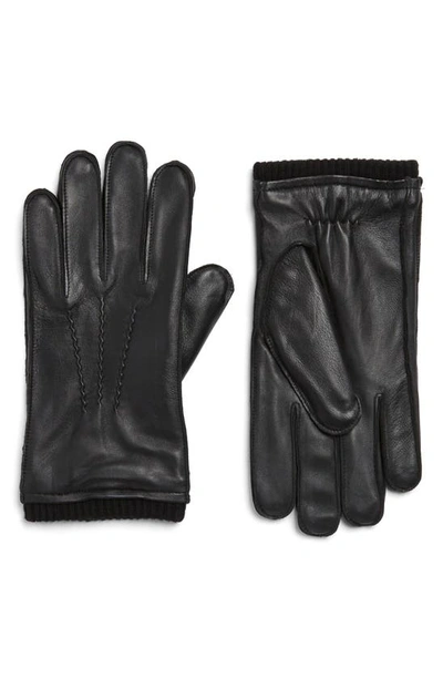 Bruno Magli Boxed Leather Gloves In Black