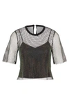 Hugo Boss Regular-fit Blouse In Sparkling Mesh With Crystal Details In Black